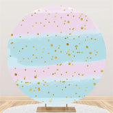 Lofaris Round Pink Blue Glitter Birthday Backdrop For Party